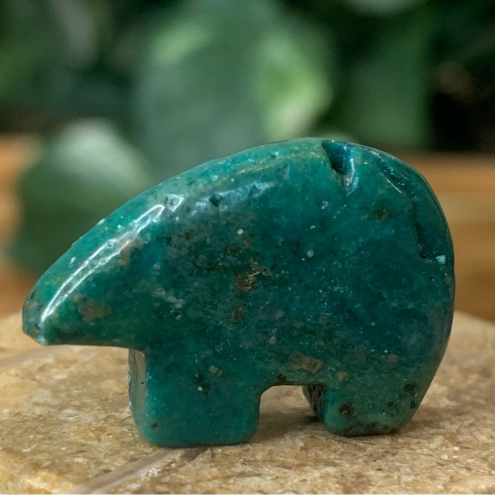 Chrysocolla Bear Fetish Bead Native American Zuni Style Top Drilled Animal 1” - Picture 4 of 15